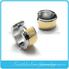TKB-E0051 Surgical Stainless Steel Gold Striped Huggie Cuff Earrings
